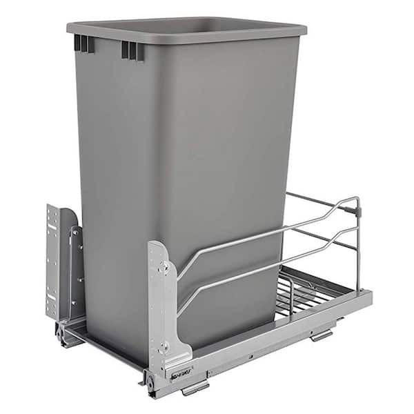 Rev-A-Shelf Silver Pull Out Kitchen Trash Can Kit 50 qt with Soft-Close