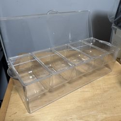 Ice Chilled Five Compartment Condiments Server Caddy With Lid