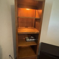 Set Of 2 Chris Madden Wood Shelves With A Glass Shelf And Drawer 