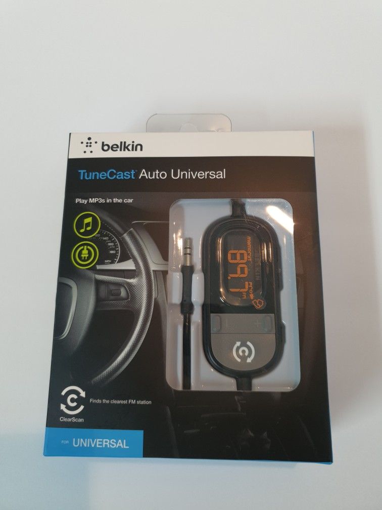 NEW Belkin Tunecast Auto Universal w/ Clearscan F8Z439-P - Play MP3s In The Car!....Condition is New, in Sealed package.
NEW
Belkin Tunecast Auto U