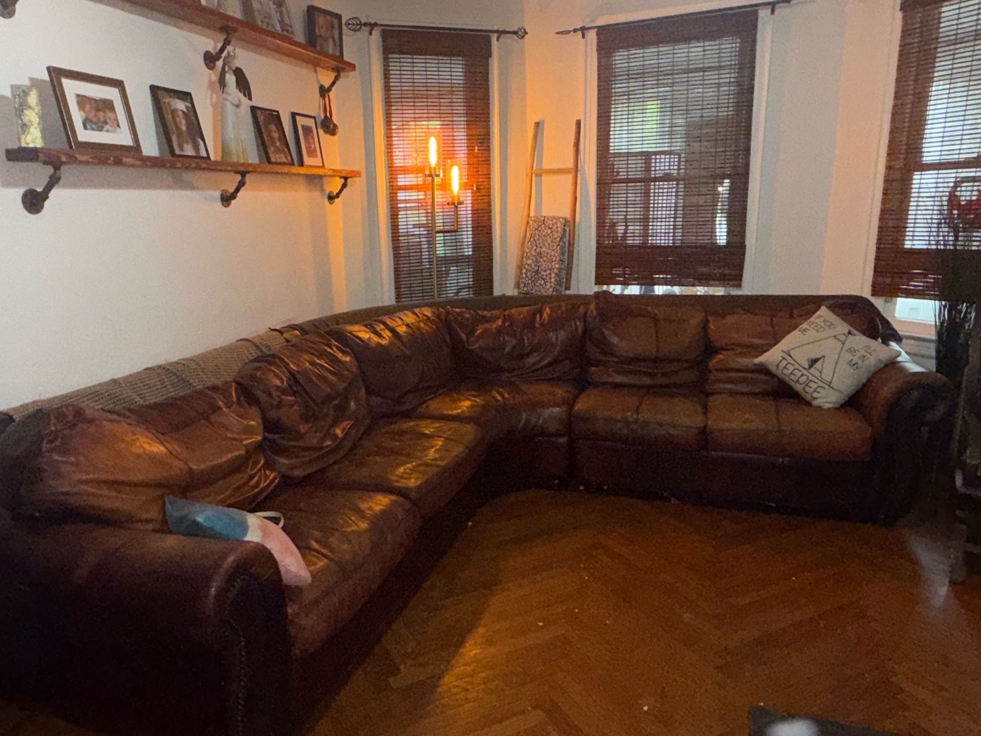 FREE Real leather sectional couch with pull out bed