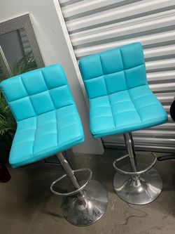 2 Sky Blue Bar Stools