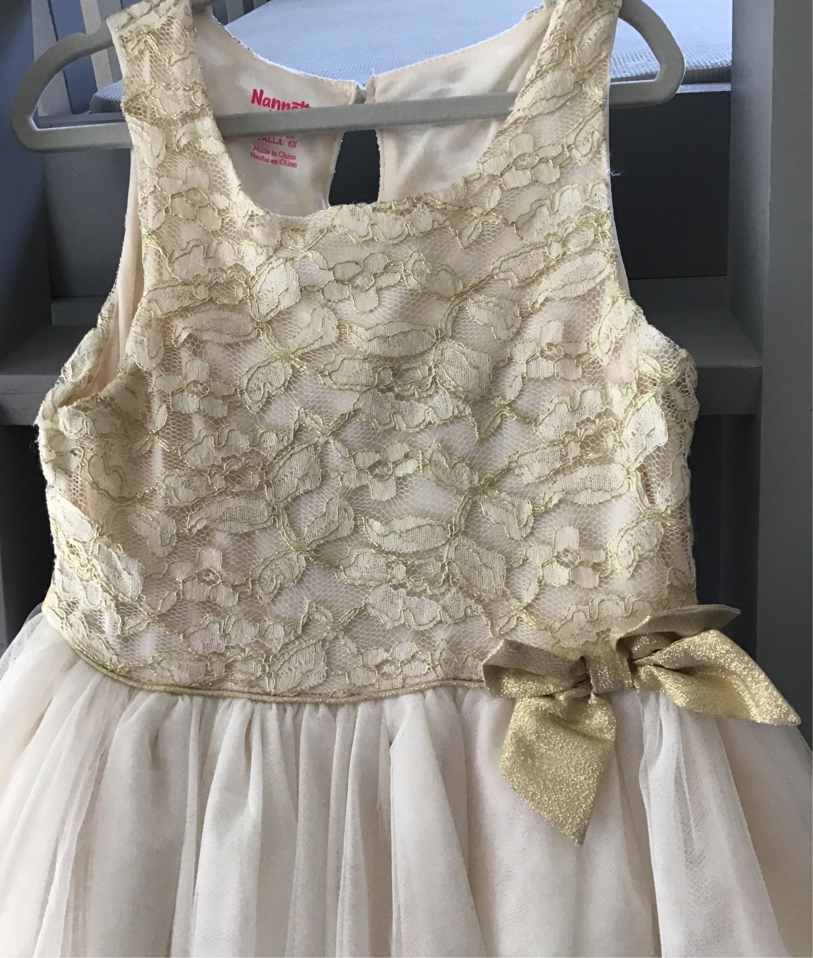 Size 6x beautiful dress gold and cream