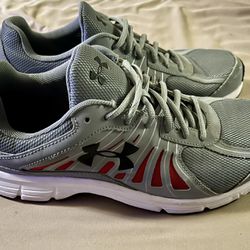 Under Armour Dash RN Mens Shoes Sneakers Steel Gray Red White Black Size 10.5