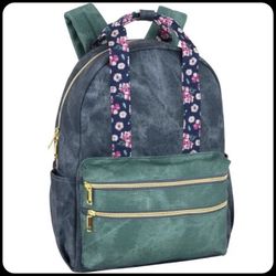 Madison & Dakota Blue Green Floral Girls Womens Backpack