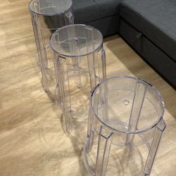 Set Of Three Acrylic Bar Stools