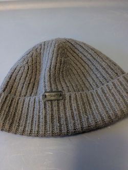 Coach Gray Ribbed Knit Beanie