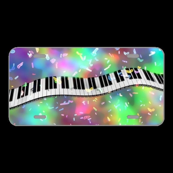 License Plate Novelty Car Front Piano Keys Music Colorful 3D Blender