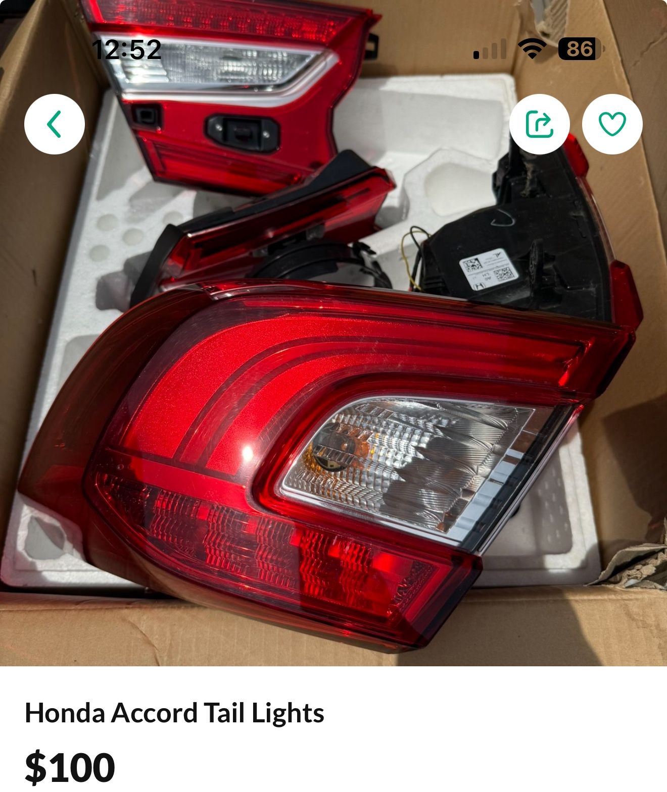 2020 Honda Accord Tail lights