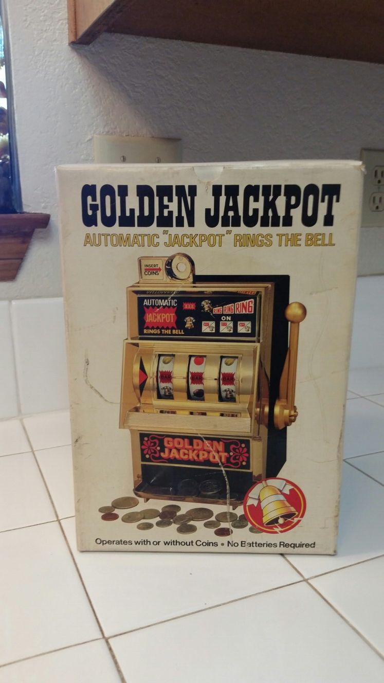Vintage Waco "Golden Jackpot" Mechanical Slot Machine Toy With Sounds/Buzzer. Brand New