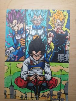 Original Vegeta Dragon Ball Z Art Piece (acrylic and pen)