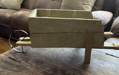 Decorative Wooden Wheelbarrow.  Read description