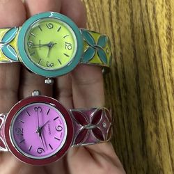 Colorful Bangle Style Women’s Quartz Watches (Set of 2)