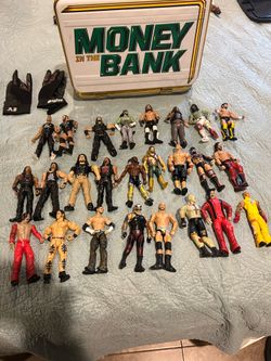 Wrestlers 25 Plus or All of 51 Wrestling Action Figures - Money Bank - Belts - Make Best Offer
