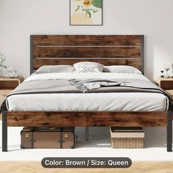Queen size bed frame with headboard In Irvine