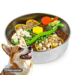 Stainless Steel Detachable Puzzle Feeder Dog Slow Bowls for Dog Training