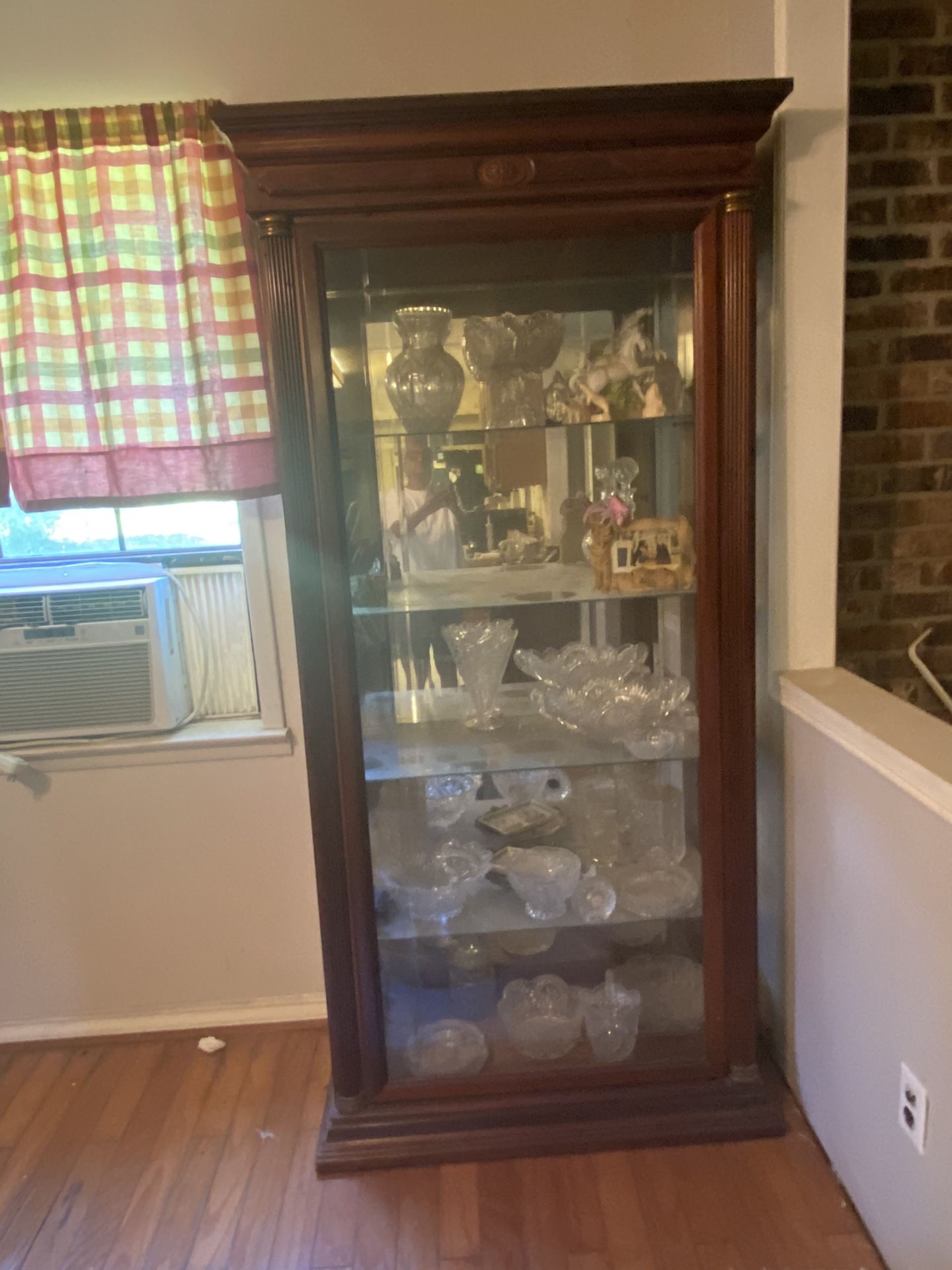 5 Shelf Solid Oak Curio Cabinet