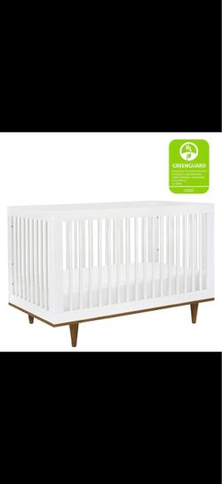 White Mid-Century Modern Baby Crib