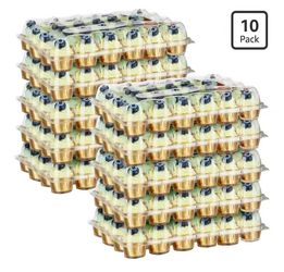 24 Pack x 10 Sets Count Cupcake Containers, Plastic Disposable Cupcake Boxes Holder, Stackable Clear Cupcake Carrier with High Tall Dome Lid