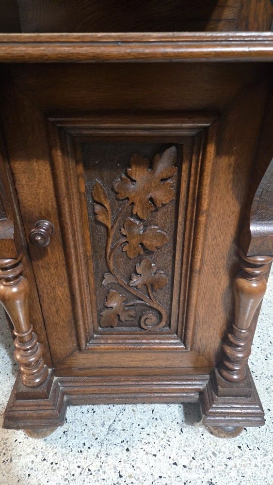 Antique Wooden Marble Top Side Cabinet 