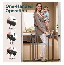 Cumbor 29.7-51.5" Extra Wide Baby Gate for Stairs, Mom's Choice Awards Winner-Dog Gates for Doorways, Pressure Mounted Walk Through Pet Gate Indoor, S