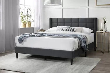 Queen Size Grey Plain W Ortho Mattress Included