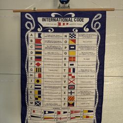  IRISH LINEN TEA TOWEL. NAUTICAL CODES & FLAGS