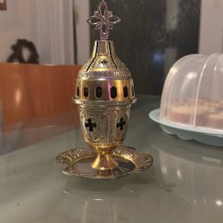 Greek Orthodox Brass Vigil Oil Lamp