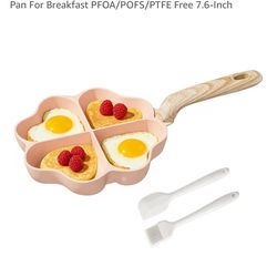 MOKIKA Egg Omelette Pan Nonstick Frying Pan with Heart Sections 4-Cup Heart-Shaped Divided Fry Pan Suitable for Gas Stove & Induction Egg Cooker Omele