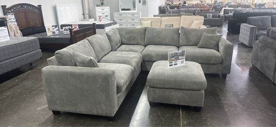 Corduroy couch light gray new in box / firm price