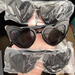 7 Black & 8 Pink Heart Shaped Sunglasses for Wedding, Birthday Party Favors 