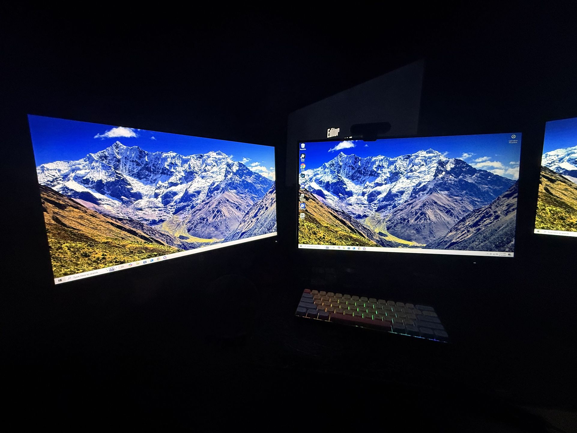 Two Monitors And Dual Monitor Stand