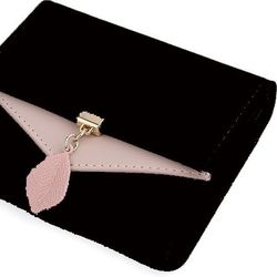 UTO Small Wallet for Women Girls Wallet Leather Vegan Leaf Pendant Card Holder Organizer Zipper Coin Purse
