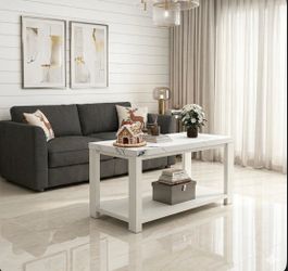 White Faux Marble Coffee Table