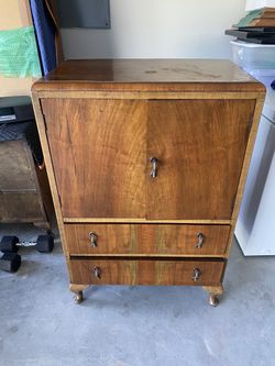Antique Wood Two Drawer Chest Dresser