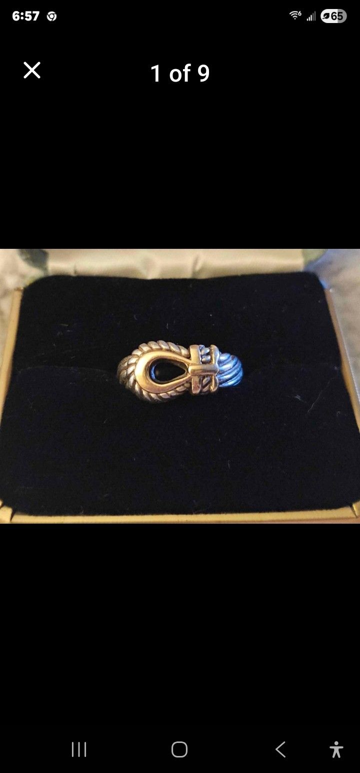 Sterling Silver & 14k Gold Cable Ring 6.5