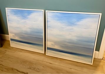 Pair of Framed Seascape Canvas Paintings