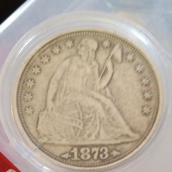 1873 SEATED LIBERTY/ W- Rare Arrows On Both Sides Of Date