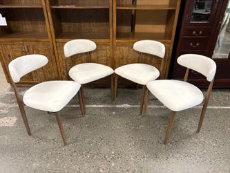 RESTORATION HARDWARE Arno Brown Oak/Brass Natural Linen Side Chair (Set of 4)