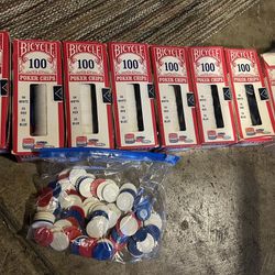 Bicycle 100 Poker Chips, 8 Packs, Additional Smaller Chips