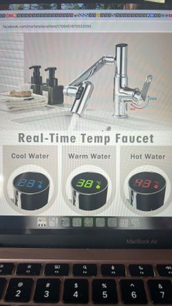 Bathroom Sink Faucet, Single Hole Retable Faucet With Temperature Display