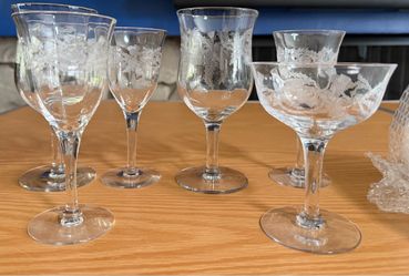 Etched Crystal Stemware Set