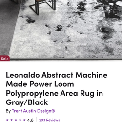 8x10 Black, White, Grey Abstract Rug