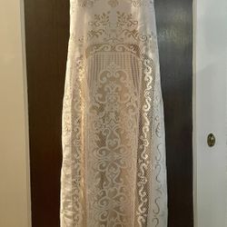 Lace Wedding Dress & Gold/Yellow Satin Slip