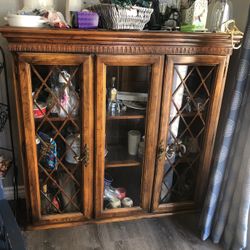 Antique Wooden China Cabinet 