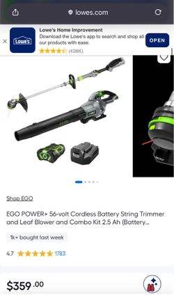 Ego leaf blower and trimmer combo