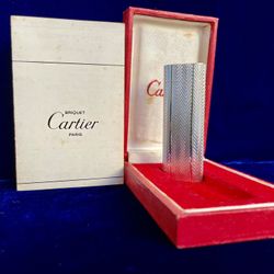 Vintage Oval Silver Cartier Lighter Mint Condition Works 1 Year Warranty 