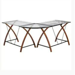 Zline Contemporary Wood And Glass Desk,Chair And File Cabinet 