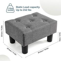Small Foot Stool Ottoman, Linen Ottoman Foot Rest with Legs, Rectangle Foolstool Ottomans for Couch,
