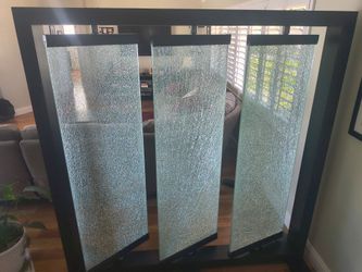 Diamond triple panel crackled glass room divider